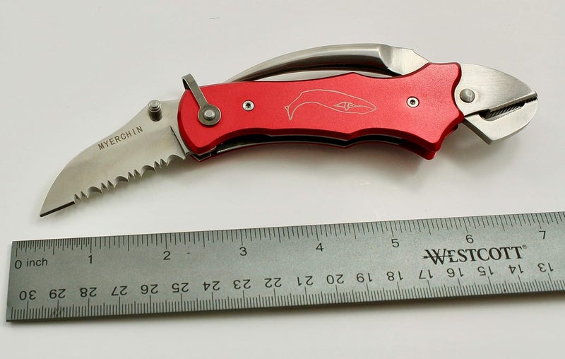 Myerchin Sailors Tool Linerlock with Red Anodized Aluminum Handle - Image 2